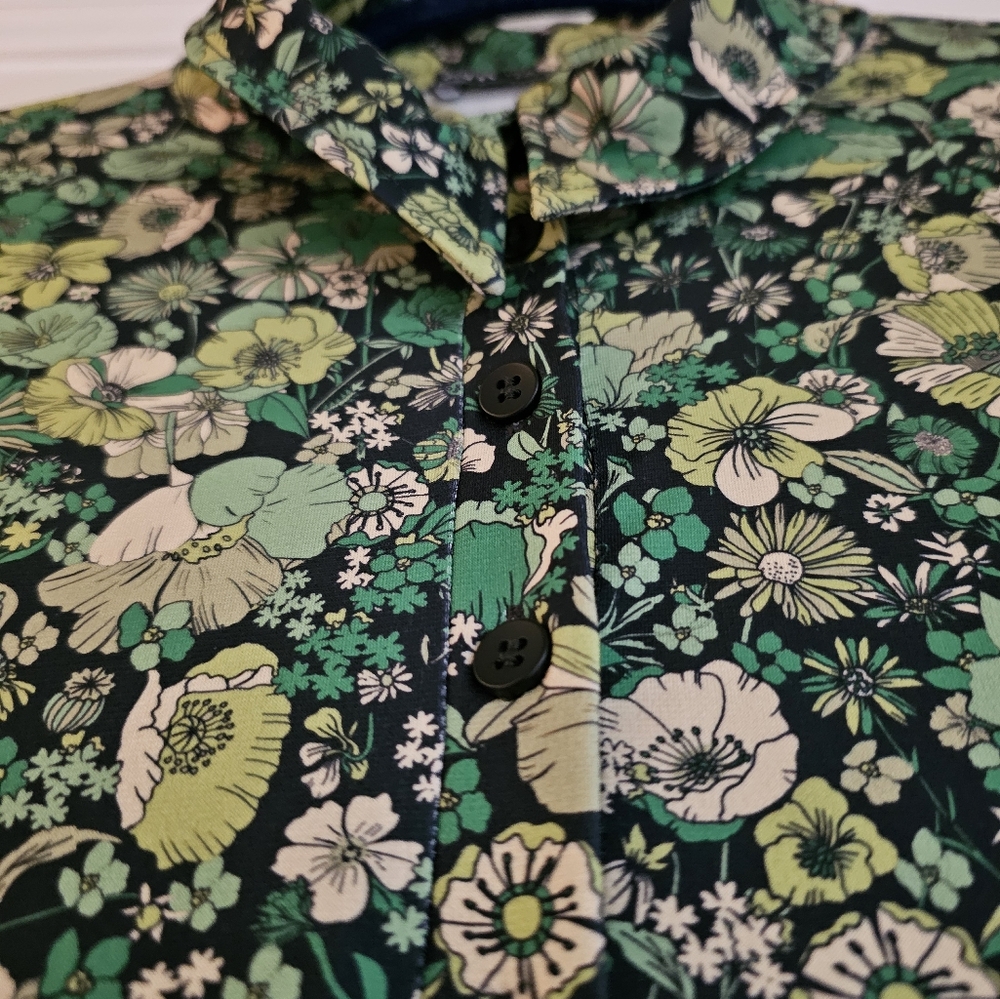 Zara Botanical Print Dress in Green and Black